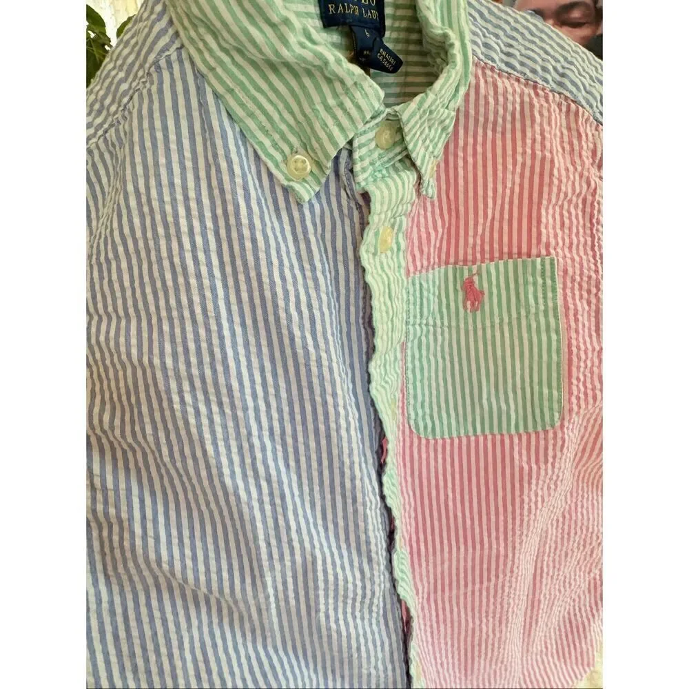 Striped Seersucker Ralph Lauren Shirt Kids size 6